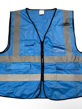 New Men’s High-Visibility Blue Safety Vest with Reflective Strips-size 4xl